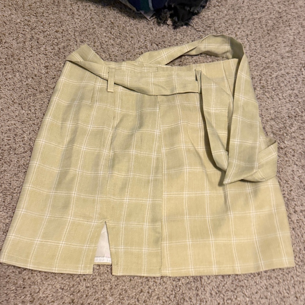 Elegant Light Green Plaid Mini Skirt